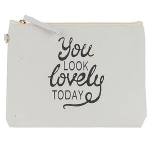 Message Print Canvas Clutch Makeup Pouch